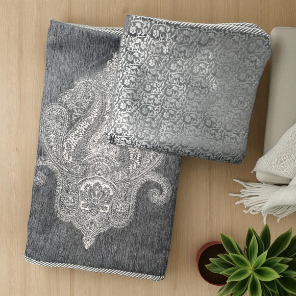 Waterford King Pillow Sham Set Of 2 Sateen Jacquard Damask Luxury Elegant Zip - Picture 1 of 12